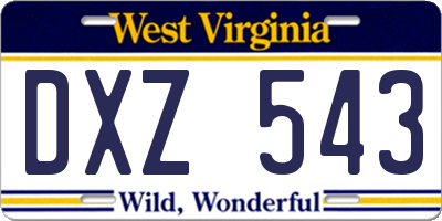 WV license plate DXZ543