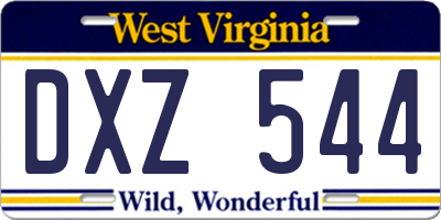 WV license plate DXZ544
