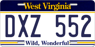 WV license plate DXZ552