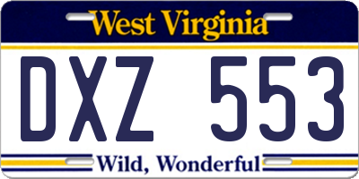 WV license plate DXZ553