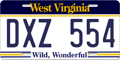 WV license plate DXZ554