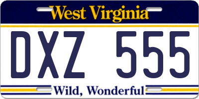 WV license plate DXZ555