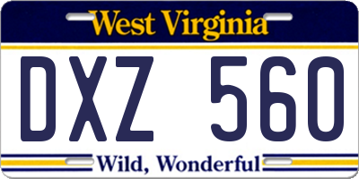 WV license plate DXZ560