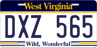WV license plate DXZ565