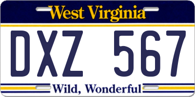 WV license plate DXZ567
