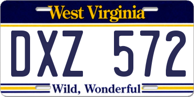 WV license plate DXZ572