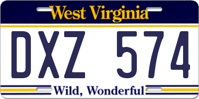 WV license plate DXZ574