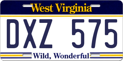 WV license plate DXZ575