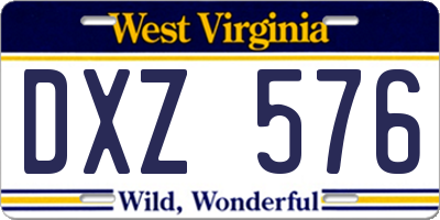 WV license plate DXZ576