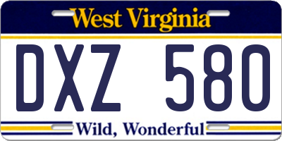 WV license plate DXZ580