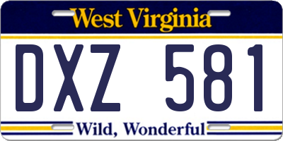 WV license plate DXZ581