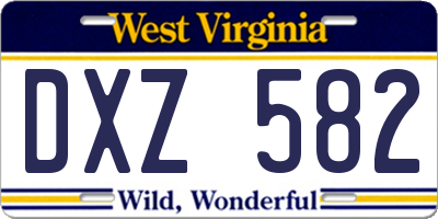 WV license plate DXZ582