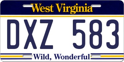 WV license plate DXZ583
