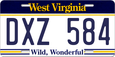 WV license plate DXZ584