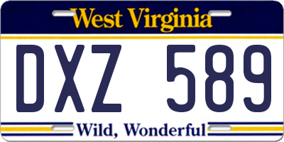 WV license plate DXZ589