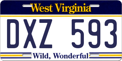 WV license plate DXZ593
