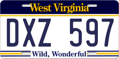 WV license plate DXZ597