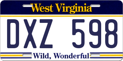 WV license plate DXZ598