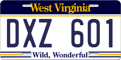 WV license plate DXZ601