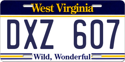 WV license plate DXZ607