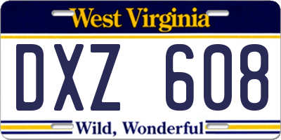 WV license plate DXZ608