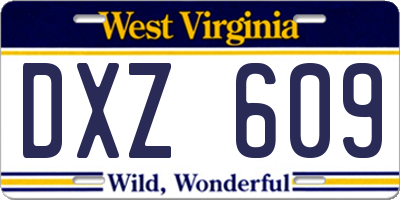 WV license plate DXZ609