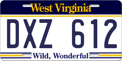 WV license plate DXZ612