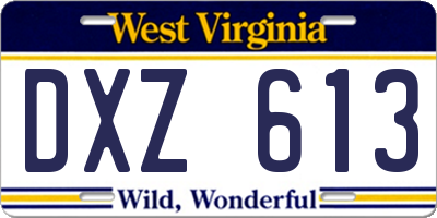 WV license plate DXZ613