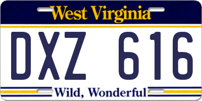 WV license plate DXZ616