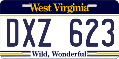 WV license plate DXZ623