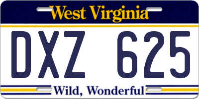 WV license plate DXZ625