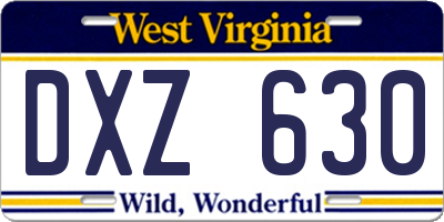WV license plate DXZ630