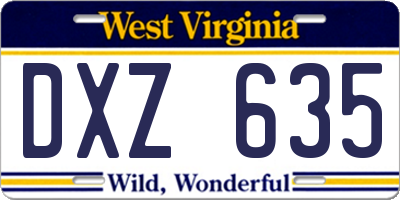 WV license plate DXZ635