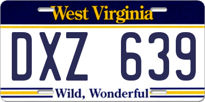 WV license plate DXZ639