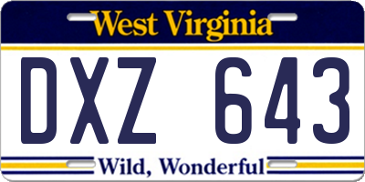 WV license plate DXZ643