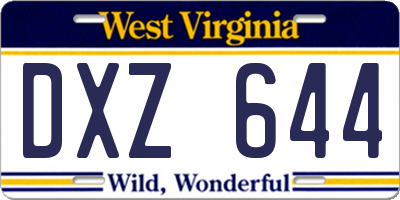 WV license plate DXZ644