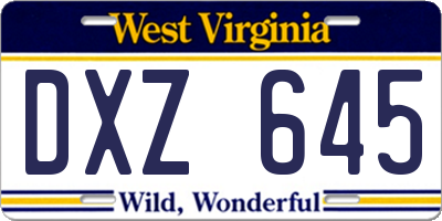 WV license plate DXZ645