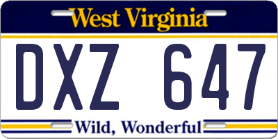 WV license plate DXZ647