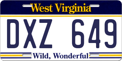 WV license plate DXZ649