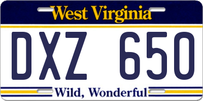 WV license plate DXZ650