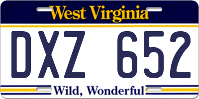 WV license plate DXZ652