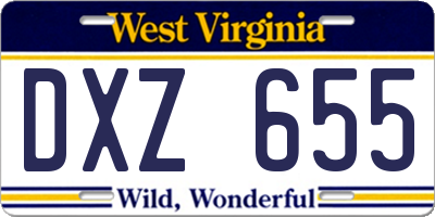 WV license plate DXZ655