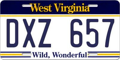 WV license plate DXZ657