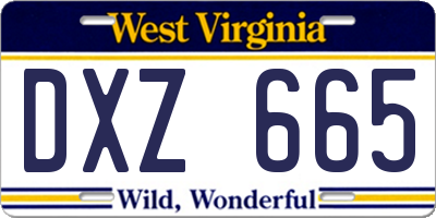 WV license plate DXZ665