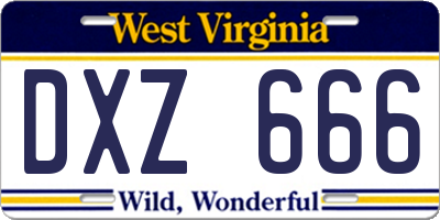 WV license plate DXZ666
