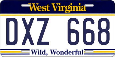 WV license plate DXZ668