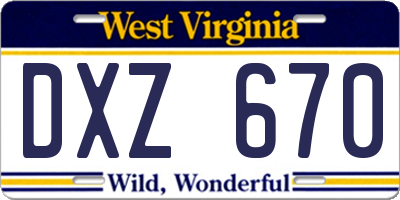 WV license plate DXZ670