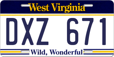 WV license plate DXZ671