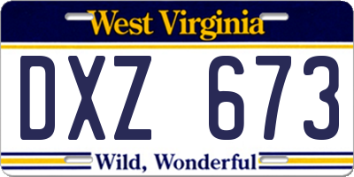 WV license plate DXZ673