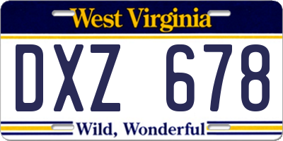WV license plate DXZ678
